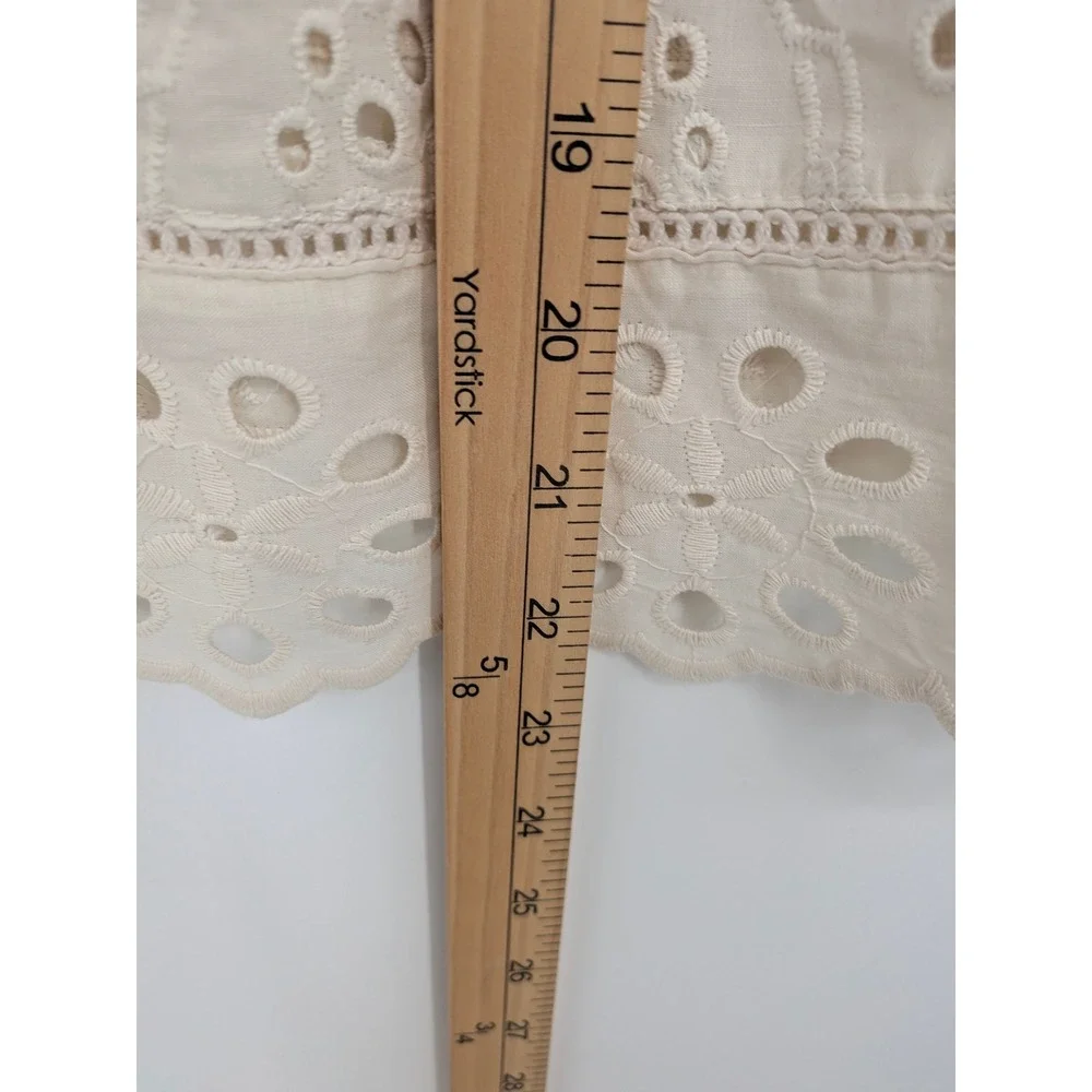 Jennifer Grace Eyelet Top Womens XL Cream Ruffle Sleeve Boxy Cottagecore NWT - Picture 9 of 10